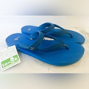 NWT!‎ Sanuk Selene Blue Sandals Flip Flops Shoes Sz 5